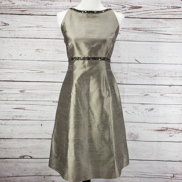 Jones New York Women's 100%Silk Beaded Sleeveless Cocktail Evening Dress 8 - Picture 1 of 12
